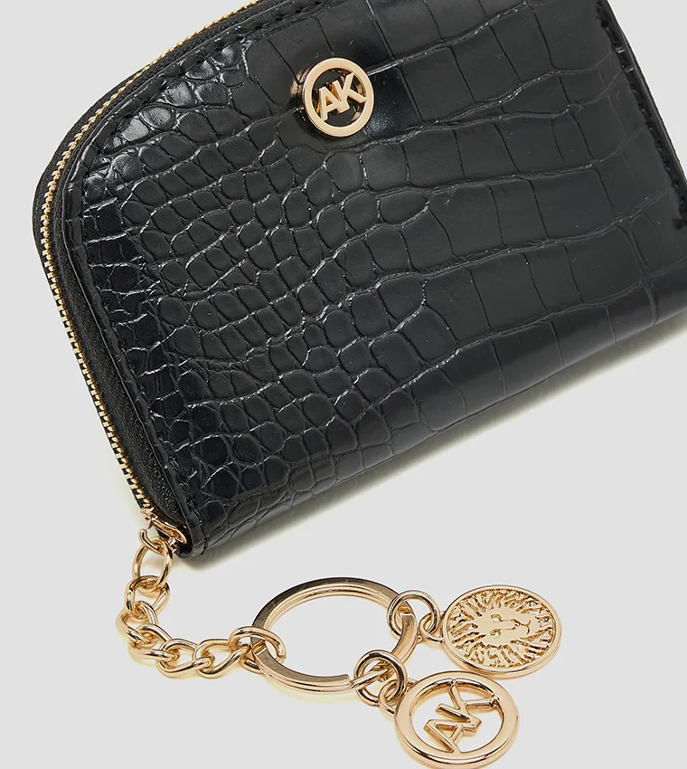 Anne Klein  Anne Klein Croc Textured Zip-around Card Holder for Women | Best Price UAE
